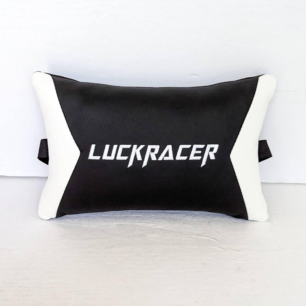 LUCKRACER Gaming Chair Headrest Support Pillow – Faux Leather (Black/White)
